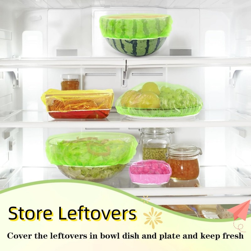 60 Pcs Reusable Food Covers, Clear Elastic Food Storage Covers