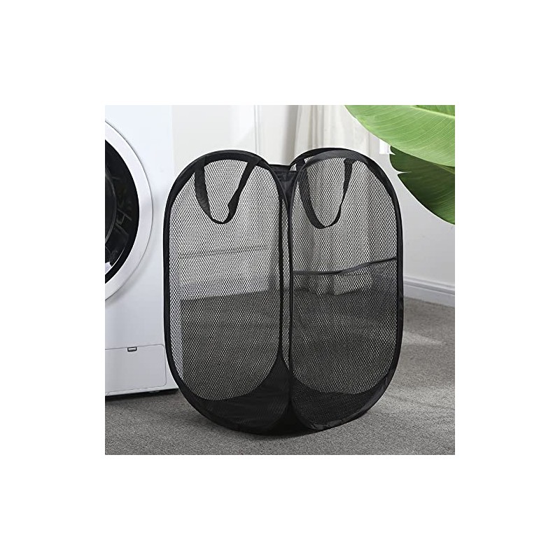 2 Pack Pop Up Collapsible Laundry Baskets, Foldable Mesh Popup