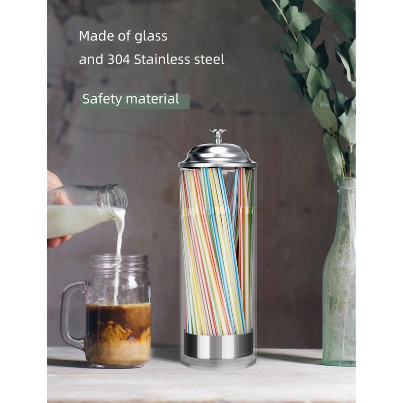 BIGINIWA Straw Holder Dispenser 100 PCS Straws includ - Clear