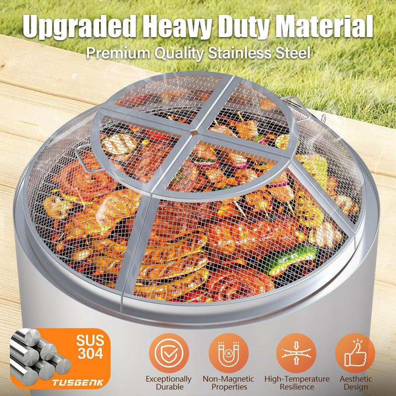 TUSGENK Fire Pit Screen for Solo Stove Bonfire, 19.5inch Fire