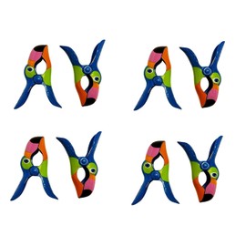 4 Pairs (8 Ct) Blue Toucan Style Beach Towel Holders, Clips, Beach, Patio or Pool Accessories, Portable Towel Clips, Chip Clips, Secure Clips, Toucan Style (4 Set Per Order)