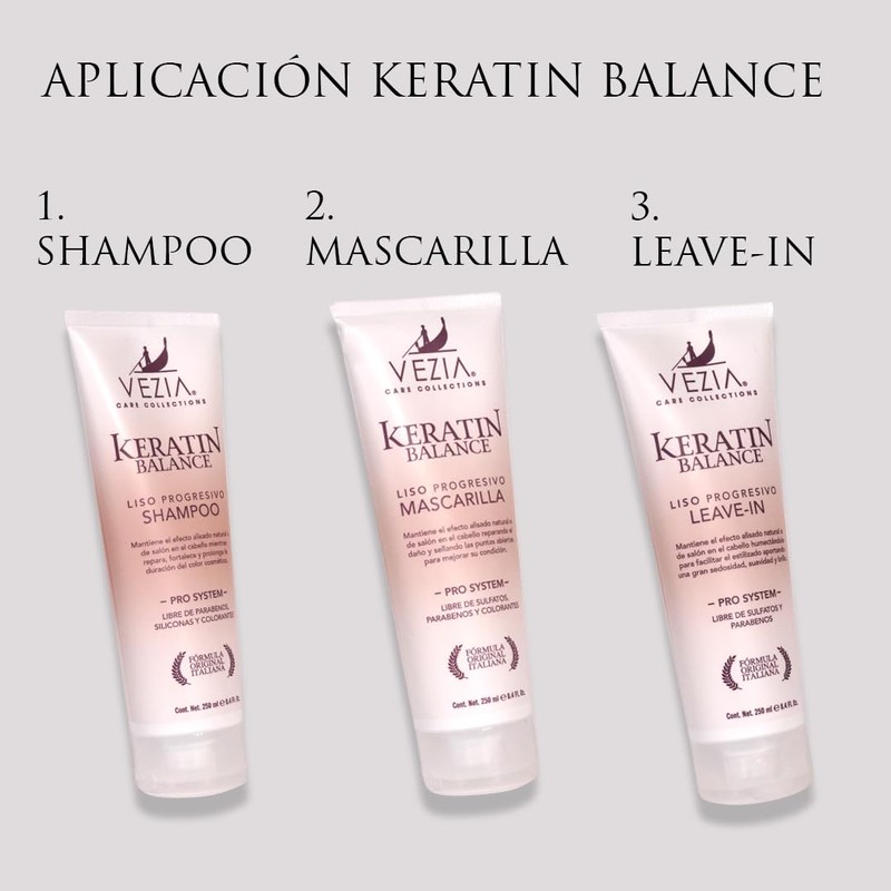 Shampoo Keratine Balance Liso Progresivo Vezia - Care Collections Sin
