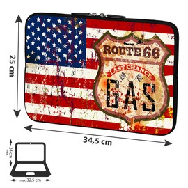PEDEA Laptop Bag Case Design Sleeve for 13.3 inch, Stars and Stripes