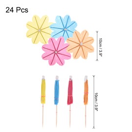 sourcing map 24 Pcs Floral Drink Umbrellas Cocktail,3.9 Inch Cocktail Picks Toothpicks Colorful Mini Paper Umbrellas for Drinks Cupcake Beach Party Decorations