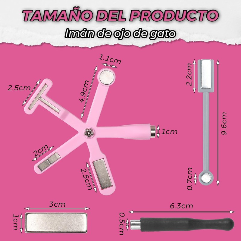 Kit 4pcs Imán de Uñas 3D Ojo de Gato Magnético