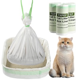 30 Litter Box Liners Jumbo 3MIL Thicken Cat Litter Bags Tear Resistant Litter Liners Heavy Duty Cat Pan Liners Extra Large Kitty Litter Box Bag Disposable Cat Supplies for Easy Cleanup 37" x 18"
