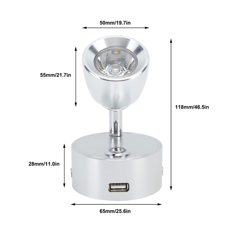 RV Reading Light LED Indoor Bedside Lamp Boat Yacht USB