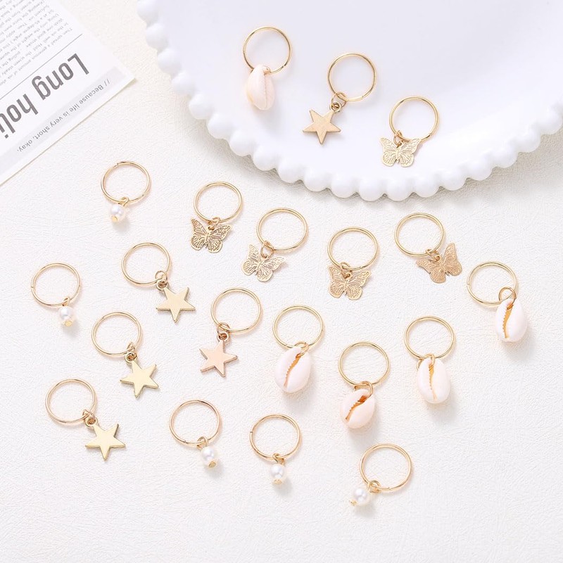 Formery Butterfly Hair Jewelry Braids Gold Star Braid Charms Pearl