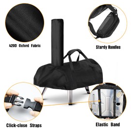 Fenghome Pizza Oven Cover for Ooni karu 12, Waterproof Weatherproof Pizza Oven Carry Bag Oxford Fabric Pizza Oven Carry Bag Pizza Oven Accessories Black (81 x 42 x 21 cm), black, Casual