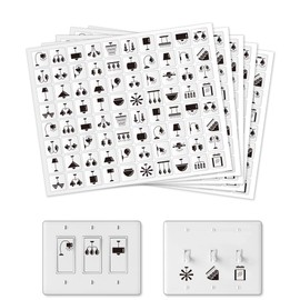 GOMAKERER 400 Pcs Light Switch Sticker Labels, 40 Designs Transparent Switch ID Stickers Switchboard Label Decals for Home, Kitchen, Bathroom, Office School, 19x19mm