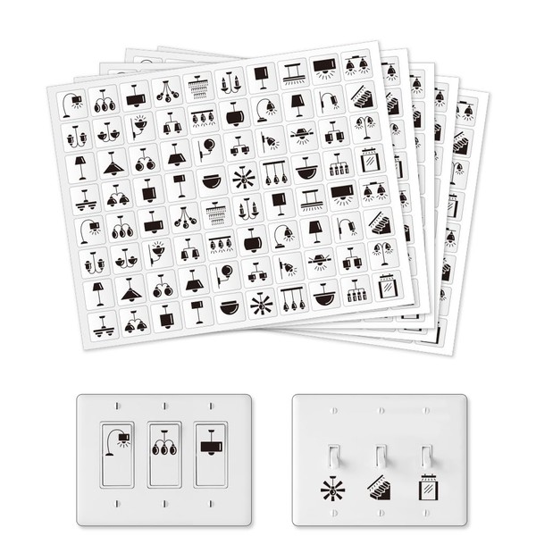 GOMAKERER 400 Pcs Light Switch Sticker Labels, 40 Designs Transparent