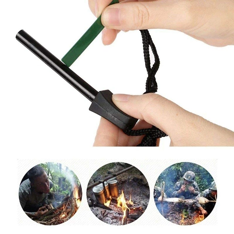 Gadgets Collection Emergency Fire Starter Magnesium Flint Stick Lanyard Striker
