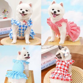 Dog Dress Girl for Small Medium Dogs,Pet Summer Princess Dresses Dog Striped Skirt for Chihuahua Yorkies Outfit_2XL(Blue Stripe)