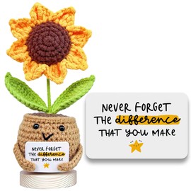 Gossby Inspirational Gift - Positive Sunflower Doll Crochet - Never Forget The Difference That You Make - Appreciation Positive Gift for Women, Friend Sister, Coworker - Mothers Day, Birthday Present
