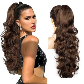 XFSRG Langes Lockiges Haarteil für Frauen Hochwertige Haarverlängerung für Voluminösen Pferdeschwanz Natürlicher Look für Alltag und Besondere Anlässe (Hellbraun)