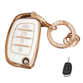 TAPAYICA for Hyundai Key Fob Cover Folding Key Fob Shell with Keychain Fit for Hyundai Santa Fe Sport Sonata Tucson (White-A)