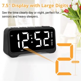 Loud Vibrating Alarm Clock for Heavy Sleepers with Bed Shaker Under Pillow, Hearing Impaired/Deaf/Teens, Dual Alarms, Adjustable Date, Nightlight & Battery Backup, Large LED Digital Display, 12/24H