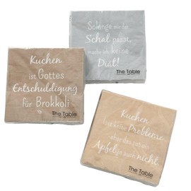 Papierservietten 3er Set Spruch VPE 20 Stück 3-lagig 33 x 33 cm