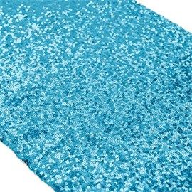Time to Sparkle 12x108inch Glitter Sequin Table Runner Chair Sashes Swags Wedding Party Table Decoration Sequin Tablecloth- Sequin Turquoise