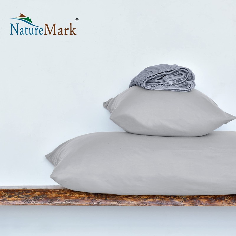 NatureMark Pack of 2 Jersey Cushion Covers, Side Sleeper Pillows,