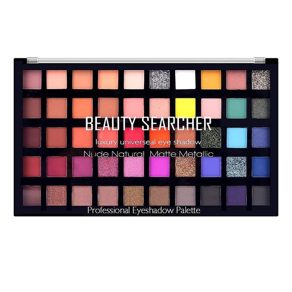 Professional Make-Up Shadow Palette Set, Smokey and Highlight, 50 Colours, Matt, Satin, Metallic, Nudes, Highly Pigmented Warm Neutral Eyeshadow Makeup Kits, T03