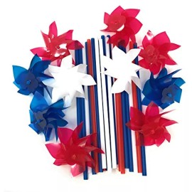 Funiverse Bulk 50 Pack Patriotic 3 Color Pinwheel Assortment - Indoor and Outdoor