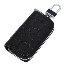 Jeem zm-kk-001 Smart Key Case, Car Key Case, Key Ring, Genuine Leather, Men's, Women's, Reliable Round Zipper, 3 Colors, Black