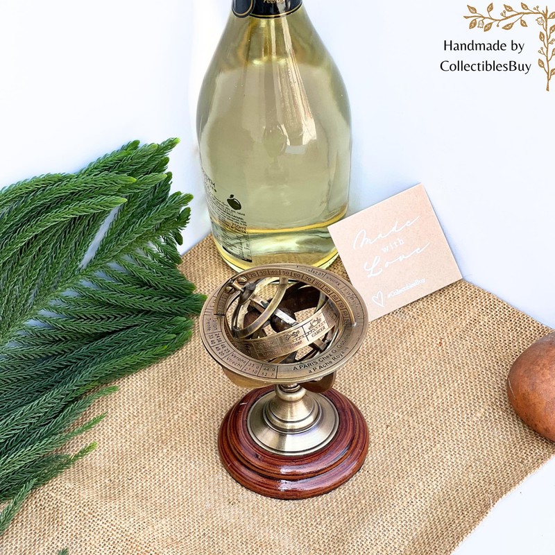 collectiblesBuy Handmade Brass Armillary Sphere Globe Clock Spherical Astrolabe Vintage