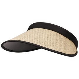 Clakllie Wide Brim Visor Hat for Women Straw Beach Sun Hat Outdoor Golf Tennis Sport Hats UPF50+ Ponytail Cap,Black Brim