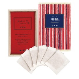 Karagyugi Pomegranate Scented Sachets - Business Card Incense, 6 Pieces by Nippon Kodo, Made in Japan, Comes in Paulownia Box