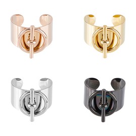 Hobbspring 4Pcs Titanium Steel Open Cuff Rings Adjustable Band Rings Stackable Knuckle Rings for Women Men Silver/Gold/Black/Rose Gold,US Size 8(18.1mm)