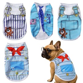 4 Pack Dog Shirts for Girl Boy Puppy Clothes Small Dogs Pet t Shirts for Spring Summer Apparels Tank Tops Large