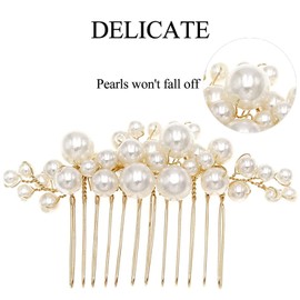 Gnognauq 11 pcs Pearl Hair Pins Hair Combs Bridal Pearl Hair Clips Pins Bobby Pins for Wedding, Bride, Bridesmaid, Party, Hair Accessories