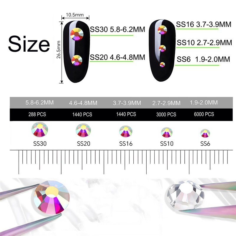 Hotfix Rhinestones Flatback Glass Rhinestone 288PCS SS30 5.8-6.2MM Round Gems