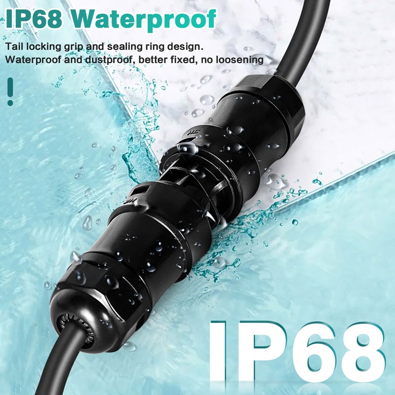2Pcs Waterproof Power Connector 3 Pin Temperature Resistant Micro Reverse