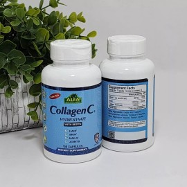 Alfa Collagen Hydrolysate Vitamin C Biotin 100 Caps Hair Skin Nails Joints 2-PK