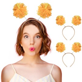 HODRME 2 Pieces Pom Pom Head Bopper-Yarn Spings Pom Headwear Party Headband for Adults and Kids (Golden)