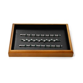 Oirlv Solid Wood Stackable Jewelry Organizer Tray Jewelry Drawer Organizer(Black)