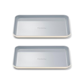 Caraway Nonstick Ceramic Small Baking Sheet Duo (9x13”) – Non-Toxic, PTFE & PFOA Free – Oven Safe – Aluminized Steel Core – Mini Sheet Pan for Baking, Roasting & More - Cream