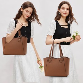 CHICAROUSAL Tote Bag for Women Large Handbags and Purses for Women PU Leather Womens Shoulder Bags (aYB Brown)