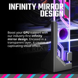 Cooler Master Atlas ARGB GPU Support Bracket, Aluminum Magnets Stand, Infinity Mirror Design, ARGB Tempered Glass, Up to RTX 4090 Support, Dual-Axis Mode Vertical | Horizontal.