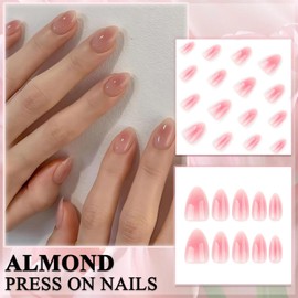 24 Piezas de Uñas Postizas a Presión, Uñas Falsas Cuadradas Cortas Francesa