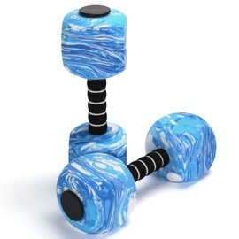 2Pack Water Dumbbells, Aquatic Exercise Dumbbells, EVA Foam Barbells for Men Women Youth Water Workouts (Blue+White)