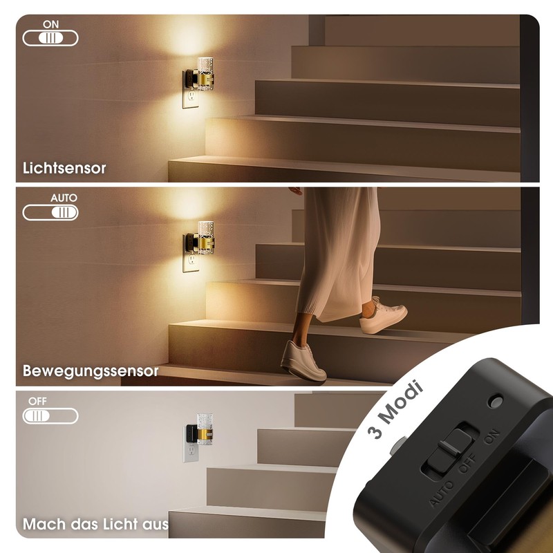 JandCase Motion Sensor Night Light, Night Lights Plug into Wall,3000K