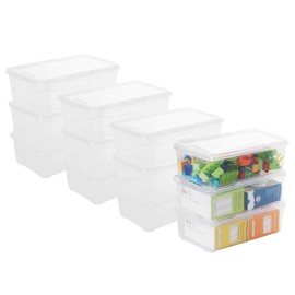 Naivees Plastic Storage Box 12 Pack Clear Shoe Containers with Latching Lid Stackable Bin for Home and Office (Clear)