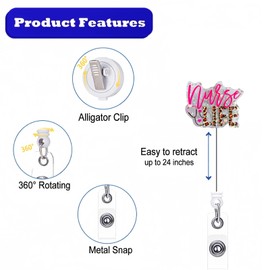 Nurse Life Badge Reel Retractable - Badge Clip with ID Clip for Nurse Nursing Name Tag Card Badge Holder Accessories for RN LPN CAN LVN CRNA MA Medical Assistant Work Office (Acrylic)