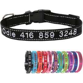Collar de Perro Nylon Reflectante con Nombre Personalizado Collar Perro Pequeño Mediano Grande