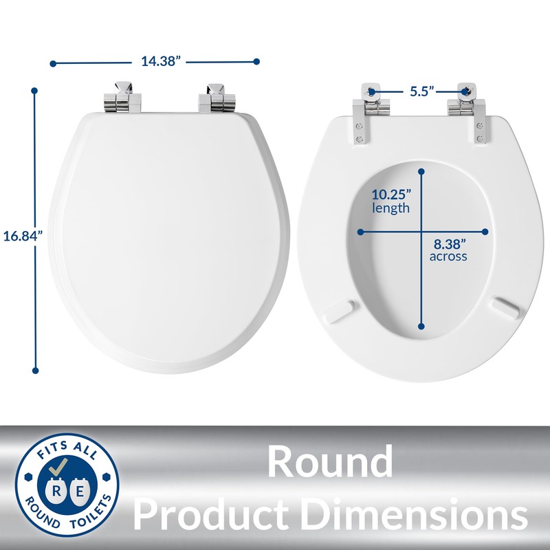 Mayfair Bennett Toilet Seat with Chrome Hinges, Slow Close Wood