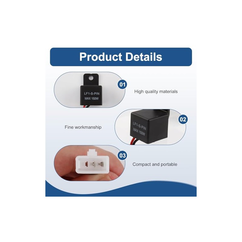 Indicator Relay, 2-Pin 12 V Motorcycle LED Indicator Relay, Universal