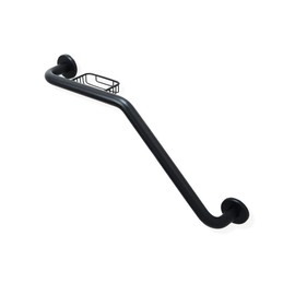 Bathroom Grab Bar & Soap Dish for Bathtub Shower Safety/304 Stainless/Right/Matte Black/ 24" x 16"